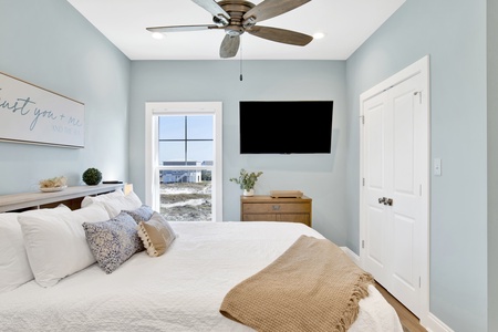 Bedroom 6 has a TV and shares the hall bath