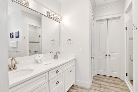 The master ensuite offers dual vanities