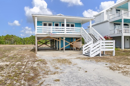 Concrete driveway and covered parking