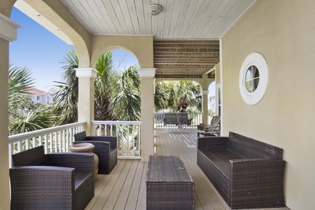 Spacious, wrap around deck with views of the Gulf
