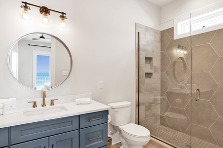Private master bathroom with a walk-in shower