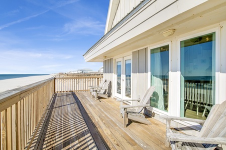 Enjoy the privacy on the deck in the sturdy Adirondack chairs