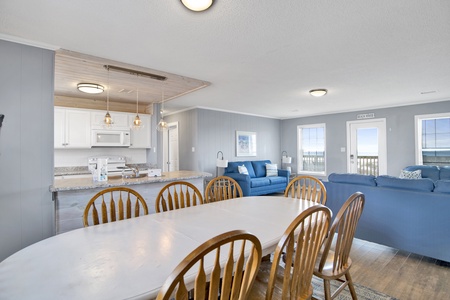 Large dining table with plenty of seating, perfect for gathering with the family
