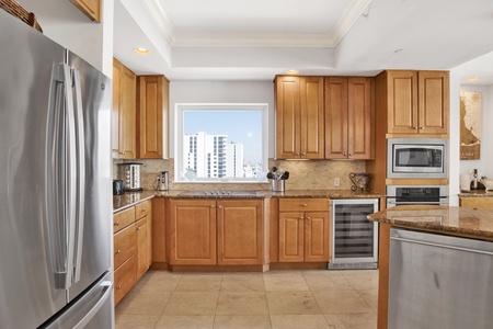 Views from the kitchen and small wine fridge