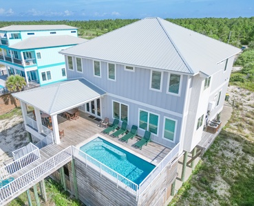 Shipwrecked is a direct beachfront home that can sleep 25 guests and has a private pool