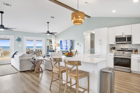 Enjoy Gulf views from the kitchen