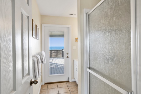 The master bath has a walk-in shower