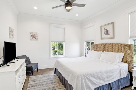 Bedroom 2 offers a private bathroom, TV and King bed, sleeps 2