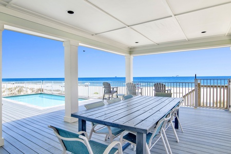 Enjoy meals outdoor under the covered balcony