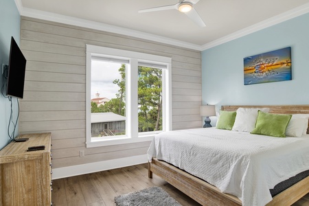 Bedroom 2 offers a private bathroom, TV and King bed, sleeps 2