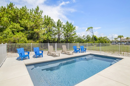 Private fenced pool that can be heated during the cooler months