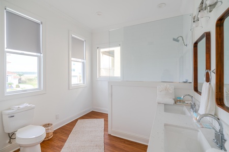 Large walk-in shower in the Master bathroom