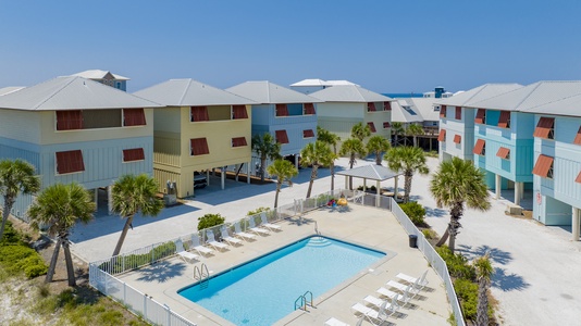 Loungers at the community pool