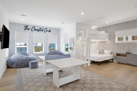 Guest Bedroom 8 is located on the top floor and offers a spacious hangout area