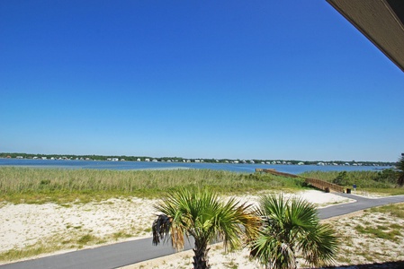 Expansive views of Little Lagoon and a walking/bike path