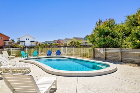 Private pool is heated during the cooler months