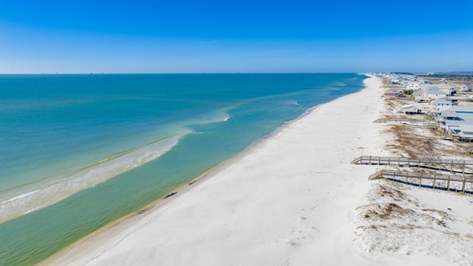 Miles of blue water and white sandy beach