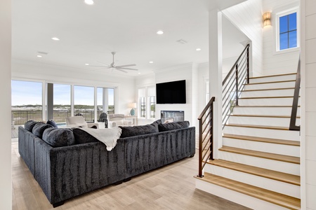 The 2nd floor is accessible by stairs off the living room