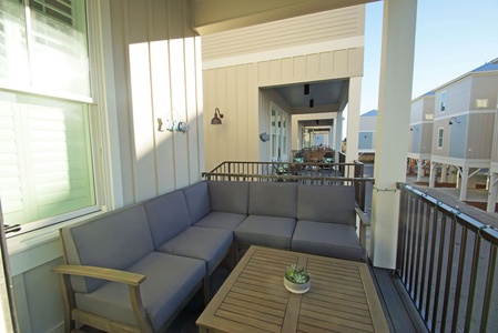 Comfortable outdoor seating on the deck