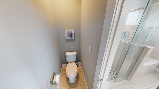Private water closet in the master bathroom