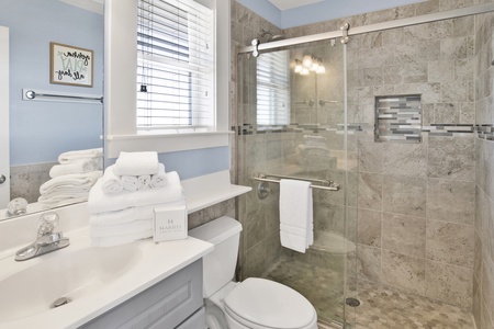 Guest Bedroom 4 private bathroom has a walk-in, tile shower