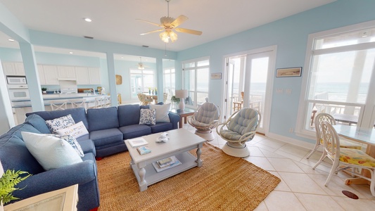 Open living area with beach views