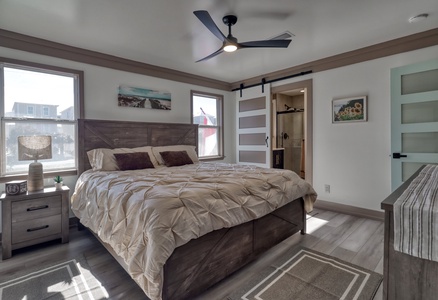 The 1st master bedroom offers a private bathroom and walk-in closet