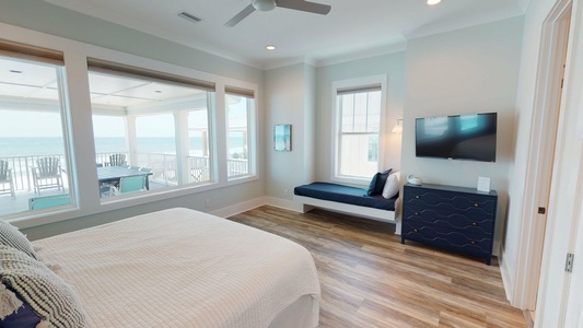 Master bedroom features king bed and twin sleeping nook main level
