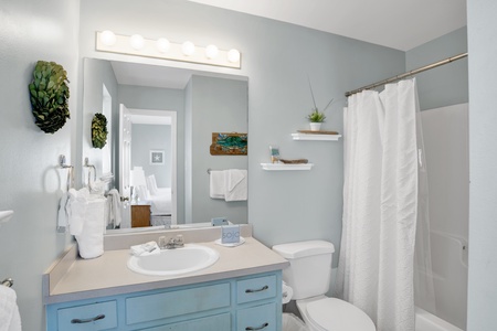 Private Master bath with a tub/shower combo