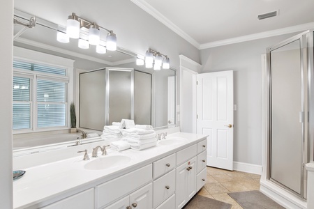 Private 2nd floor master bath with a double vanity