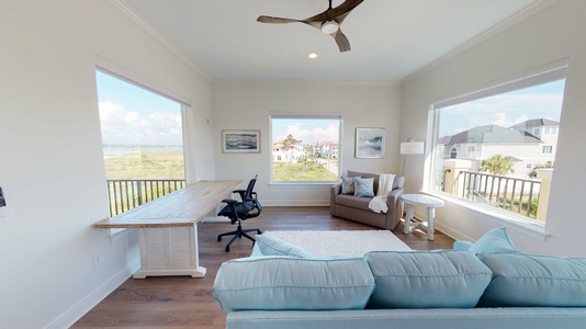 Private seating area off the master bedroom