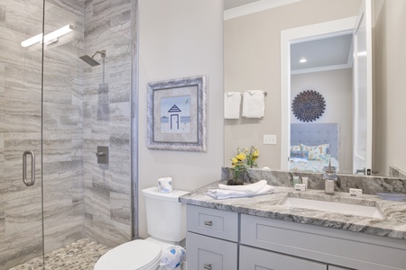 2nd floor NE private bathroom for bedroom 2 with a walk-in shower
