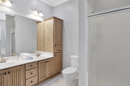 Private Master bath on 1st floor with a double vanity