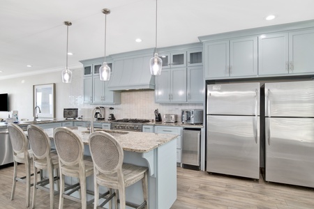 Beautiful stone countertops and stainless appliances