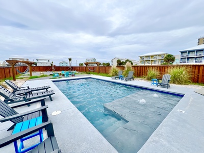 The private pool can be heated during the cooler months