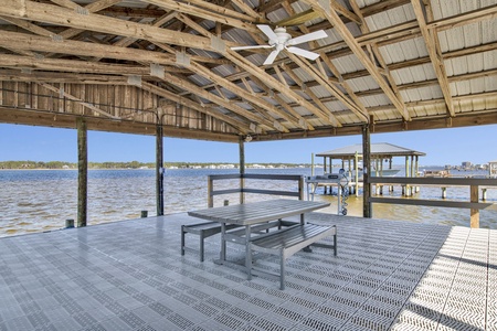 Picnic table at the end of the pier