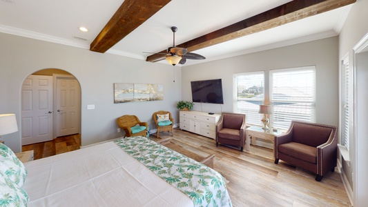 Master bedroom 2 comes with a TV, ceiling fan and private balcony access