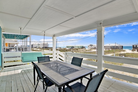 Enjoy outdoor dining with views of the Gulf