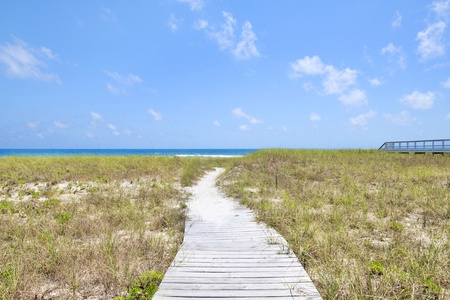 With a direct path to a private beach