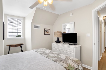 Bedroom 3 has a Queen bed and TV