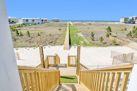 Summertime Blues I- stairs to the pool and the boardwalk