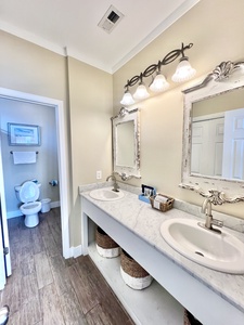 Private master bathroom with double vanities