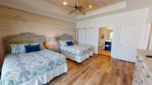 Bedroom 6 is on the 3rd floor and sleeps 4 in 2 queen beds