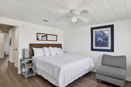 Master bedroom offers a King bed and private bathroom