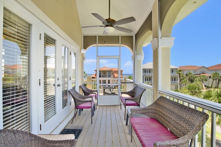 Enjoy the summer breeze and views of the Gulf on the many balconies