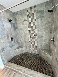 Master bath tiled shower