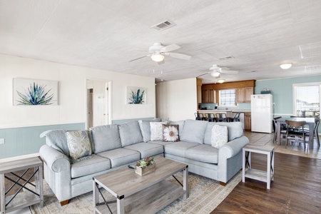 Large sectional in the open concept living area