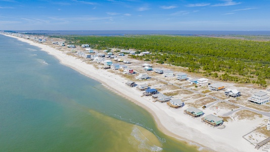 The Ft Morgan peninsula separates Mobile Bay from the Gulf