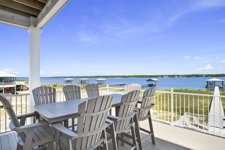 Additional seating at the outdoor dining table