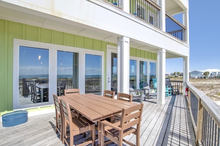 1st floor balcony offers plenty of covered seating and outdoor dining